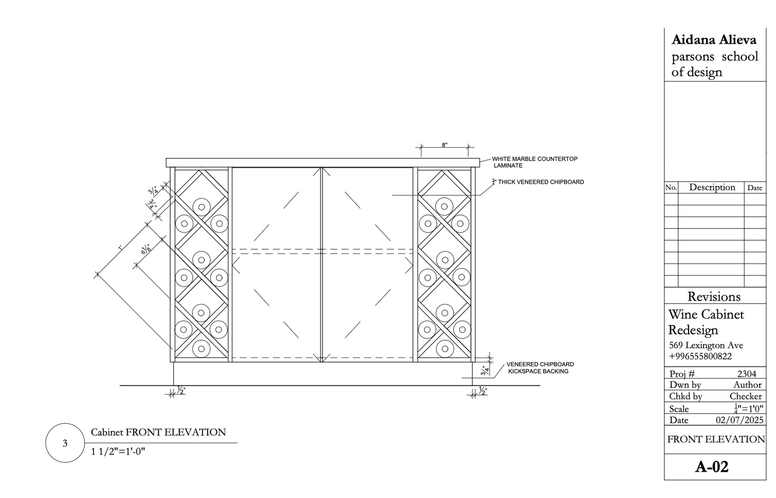 Wine Cabinet — Front Elevation A-02