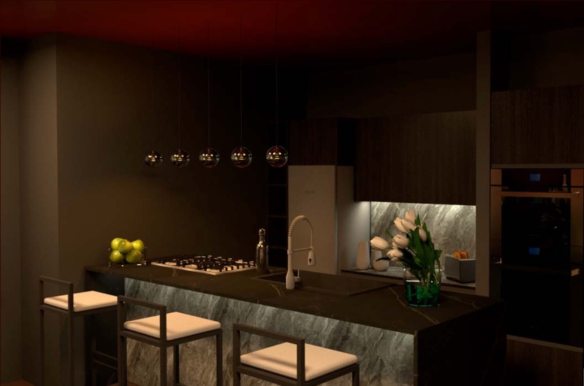 Apartment — kitchen perspective render